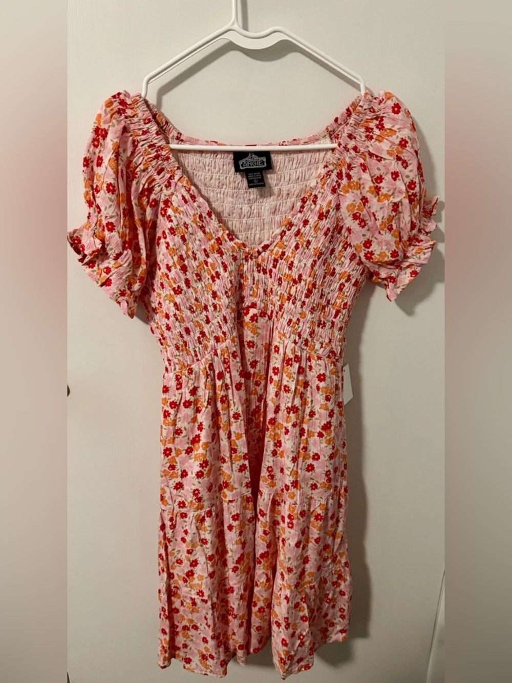 Angie Pink Floral Juniors Dress